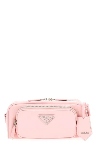 PRADA Logo antique nappa crossbody bag プラダ バッグ Prada Logo Antique Nappa Crossbody Bag Crossbody Bags Pink