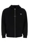 PRADA LOGO-APPLIQU IP-UP DRAWSTRING HOODIE