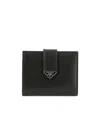 Prada Logo-plaque Snap-fastening Wallet In Black