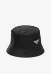 Prada Logo Re-nylon Bucket Hat In Black