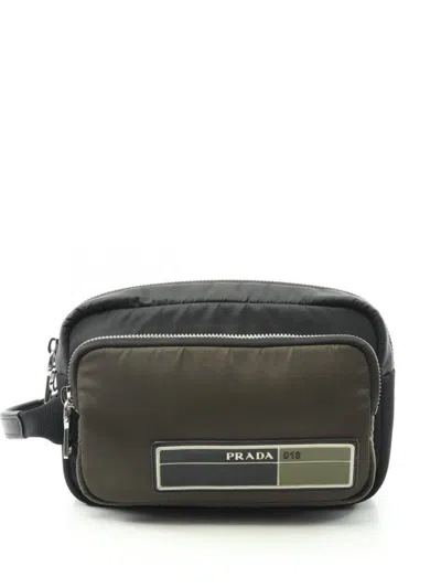 Pre-owned Prada Logo-appliqué Clutch Bag In Black