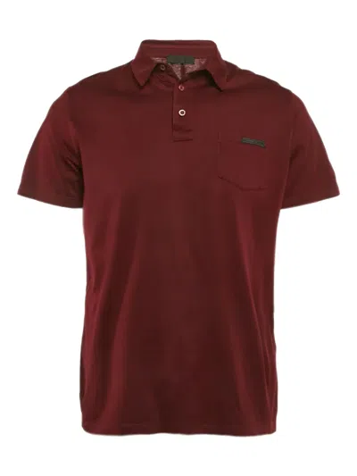 Pre-owned Prada Logo-appliqué Cotton Polo Shirt