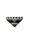 Prada Womens Black Brand-plaque Triangle Acrylic Claw Clip In Black
