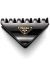 Prada Womens Black Brand-plaque Triangle Acrylic Claw Clip In Black