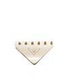 Prada Womens Neutral Brand-plaque Triangle Acrylic Claw Clip In Ivory White