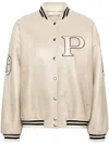 Prada Canvas Bomber Jacket With Patches In Beige