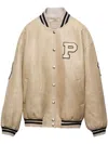 Prada Padded Leather Varsity Jacket Women In Pink