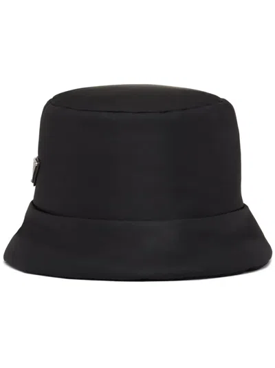 Prada Logo-appliqué Padded Bucket Hat In F0002 Black