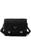Prada Logo-appliqué Re-nylon Shoulder Bag In Black