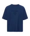 Prada Brand-embossed Oversized-fit Cotton-jersey T-shirt In Blue