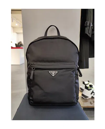 Prada Logo Backpack In Black
