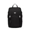 Prada Men's Re-nylon Backpack With Snap Fastener In Black