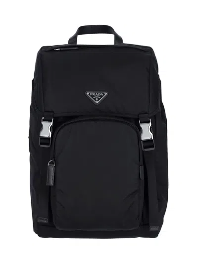 Prada Logo Backpack In Black