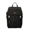 Prada Re-nylon And Saffiano Leather Backpack In Black