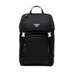 Prada Men's Re-nylon Backpack With Snap Fastener In Black