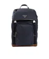 Prada Re-nylon And Leather Backpack In Blue