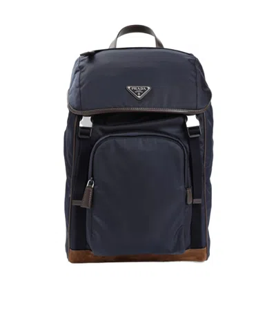 Prada Re-nylon And Leather Backpack In Black