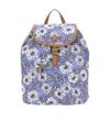 Prada Floral-print Backpack In Blue