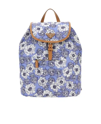 Prada Logo Backpack In Neutrals