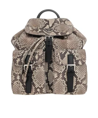 Prada Logo Backpack In Brown
