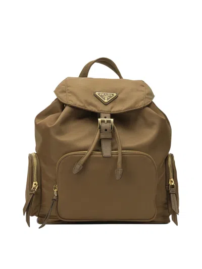 Prada Logo Backpack In Green