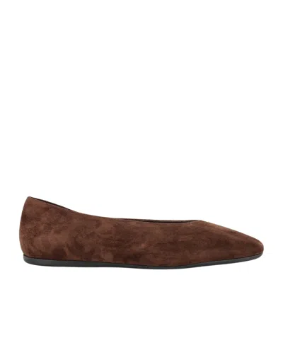 Prada Logo Ballet Flats In Brown
