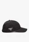 Prada Womens Black Brand-plaque Six-panel Recycled-polyamide Baseball Cap In Black