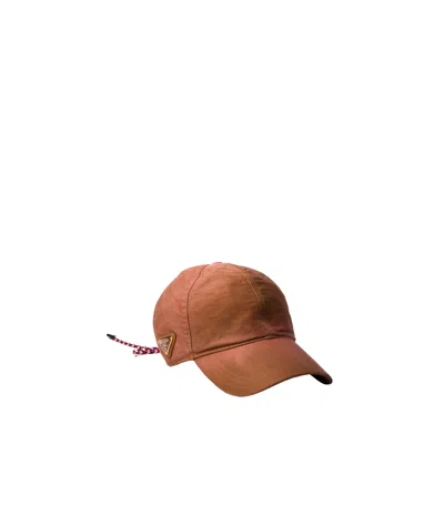 Prada Re-nylon Baseball Cap In Brandy