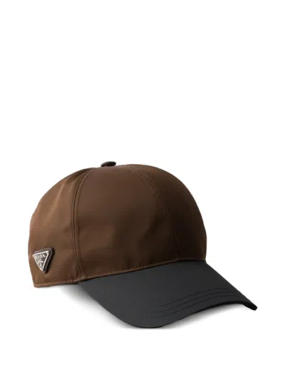 Prada Logo Baseball Cap In Brown