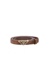 Prada Triangular Buckle Leather Belt In Brown