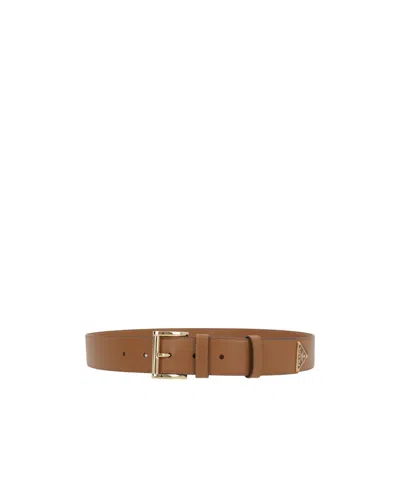 Prada Logo Belt In Brown