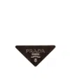 Prada Enameled Metal Belt Buckle In Dark Brown