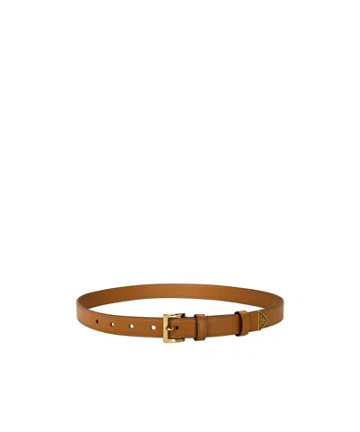 Prada Logo Belt In Brown