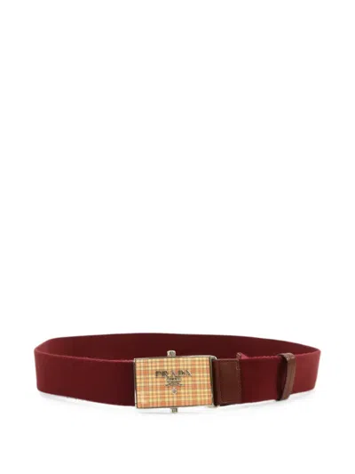 Pre-owned Prada Logo Belt In Red