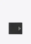Prada Logo Leather Wallet Wallets And Card Holders Black In Black