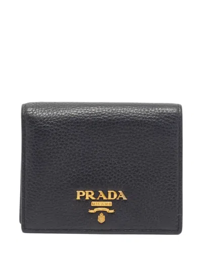 Pre-owned Prada Logo Bifold Wallet In Black