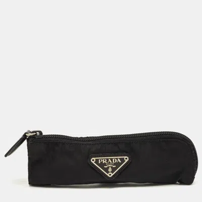 Pre-owned Prada Logo Black Nylon Pen Case