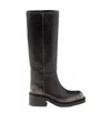 Prada Aged Effect 55mm Leather Boots In Black