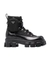 Prada Removable Pouch Combat Boot In Black