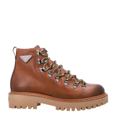 PRADA LACED LEATHER BOOTS