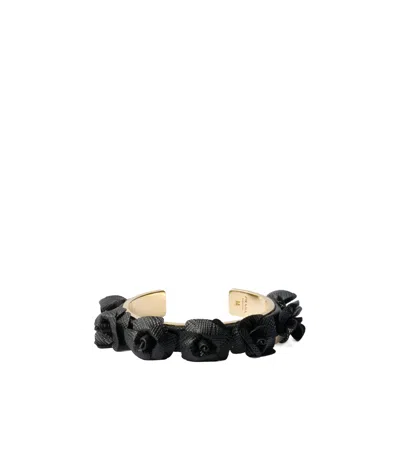 Prada Armband Aus Saffiano-leder Und Metall In Schwarz
