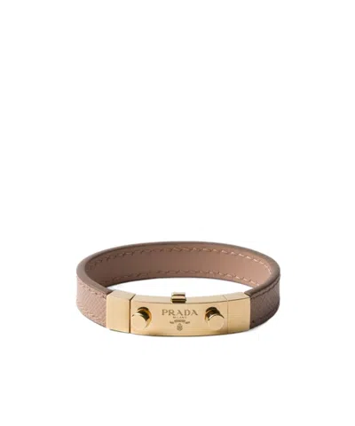 Prada Logo Bracelet In Neutral