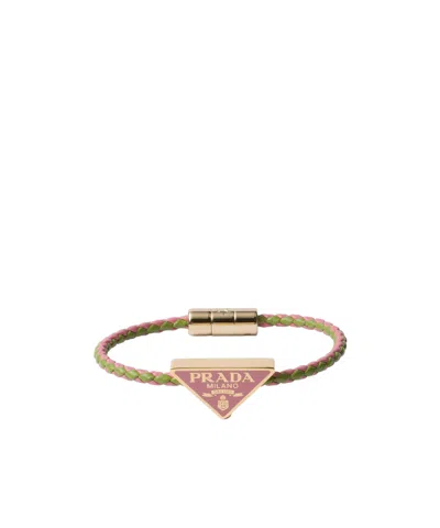 Prada Logo Bracelet In Blütenrosa/wiesengrün