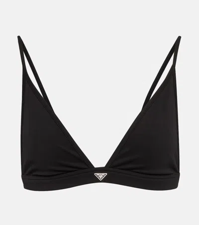 Prada Logo Bra Top In Nero