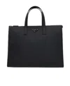 Prada Saffiano Leather Tote Bag In Black