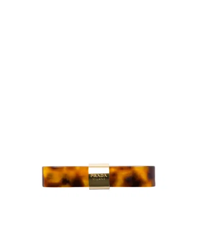 Prada Metal Brooch In Honey/tortoiseshell