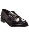 Prada Logo Brushed Leather Loafer