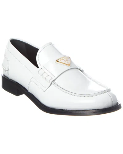 PRADA PRADA LOGO BRUSHED LEATHER LOAFER