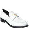 Prada Logo Brushed Leather Loafer In White