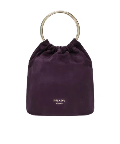 Prada Logo Bucket Bag In Burgundy